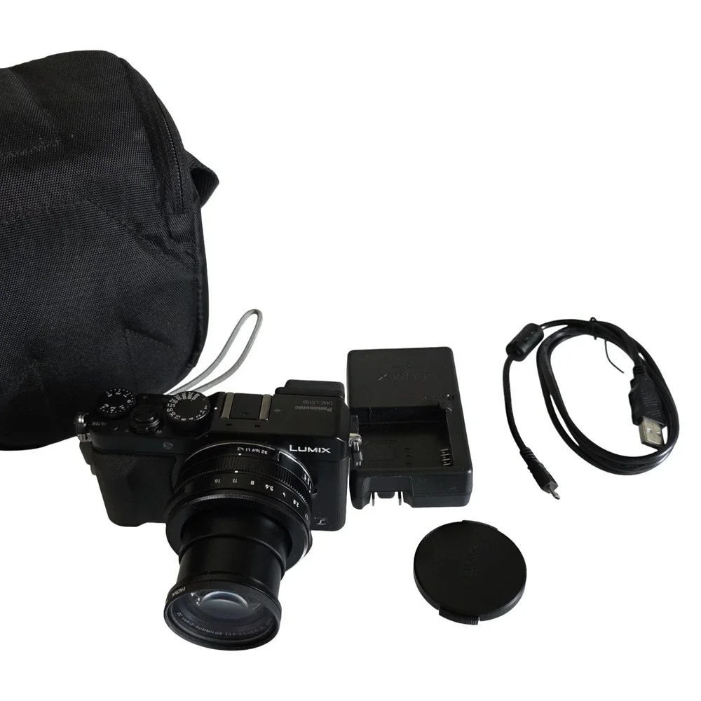 Panasonic LUMIX DMC-LX100 12.8MP Digital Camera Black Bundle Case 64GB Card Char